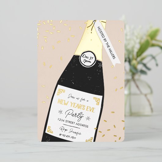 Uitnodiging tot goudkoorts in nieuwjaarsfeest (Staand Voorkant)