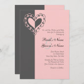 Uitnodiging tot grijze en roze bruiloft (Voorkant / Achterkant)