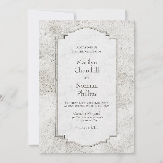 Uitnodiging tot  grijze Stone Wedding (Voorkant)