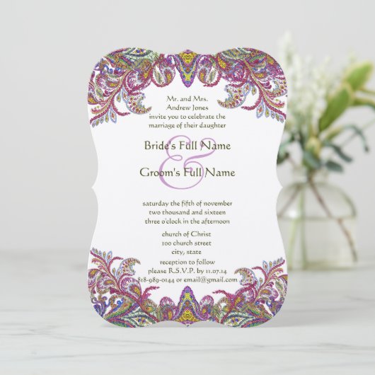 Uitnodiging tot groen en roze huwelijk (Staand voorkant)