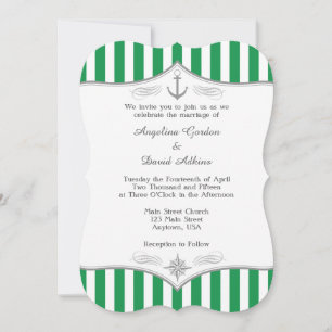 Uitnodiging tot groen-witte nautical Wedding