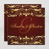 Uitnodiging tot grootwinkelbedrijf met goudbladerr (Voorkant / Achterkant)