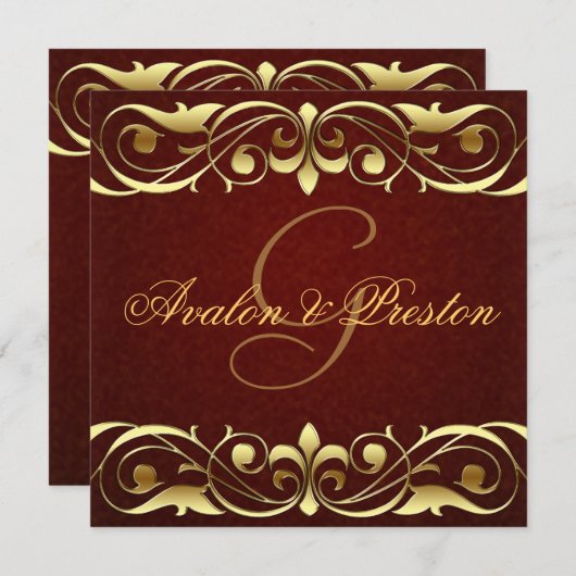 Uitnodiging tot grootwinkelbedrijf met goudbladerr (Voorkant / Achterkant)