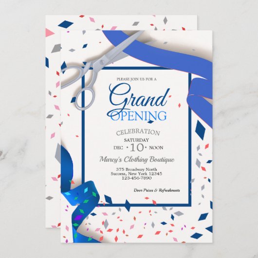 Uitnodiging tot grote opening Blue Ribbon (Voorkant / Achterkant)