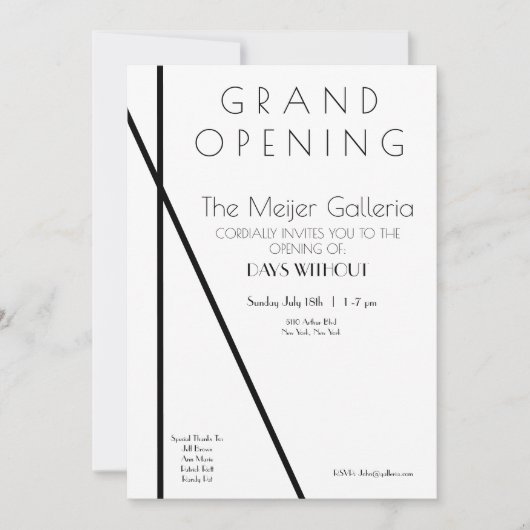 Uitnodiging tot grote opening van hedendaagse gale (Voorkant)