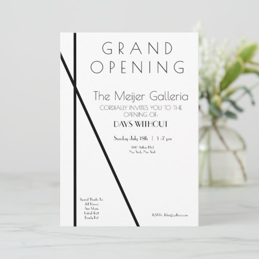 Uitnodiging tot grote opening van hedendaagse gale (Staand voorkant)