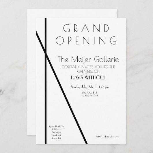Uitnodiging tot grote opening van hedendaagse gale (Voorkant / Achterkant)