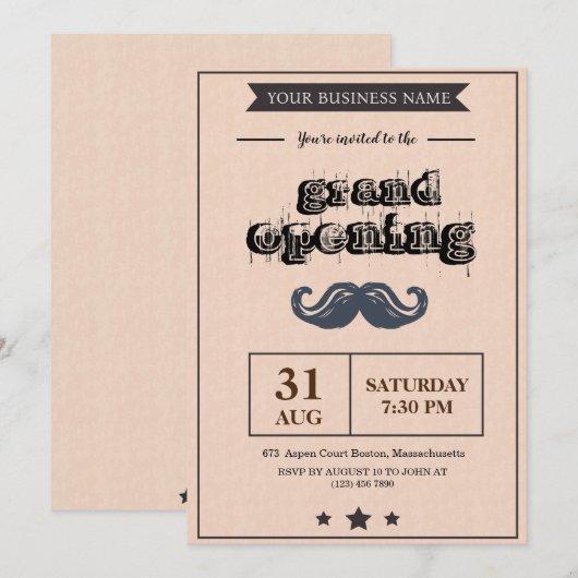 Uitnodiging tot grote opening voor Barber Shop (Voorkant / Achterkant)