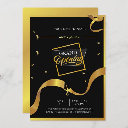 Uitnodiging tot grote opening voor Black and Gold  (Voorkant / Achterkant)
