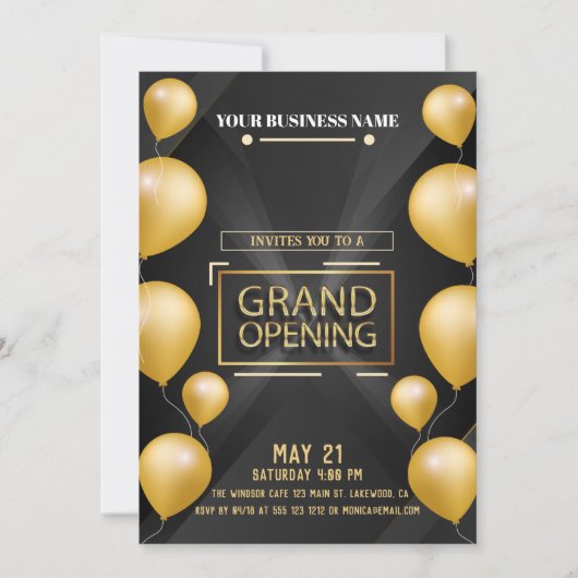 Uitnodiging tot grote opening voor Black and Gold  (Voorkant)