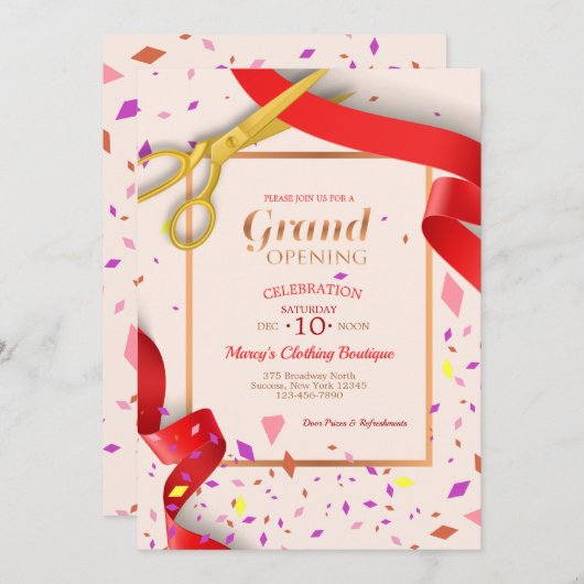 Uitnodiging tot grote openingsgebeurtenis (Voorkant / Achterkant)