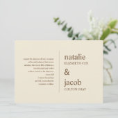 Uitnodiging tot hedendaagse bruiloft - Khaki (Staand voorkant)