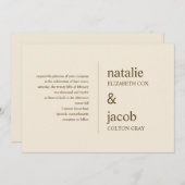 Uitnodiging tot hedendaagse bruiloft - Khaki (Voorkant / Achterkant)
