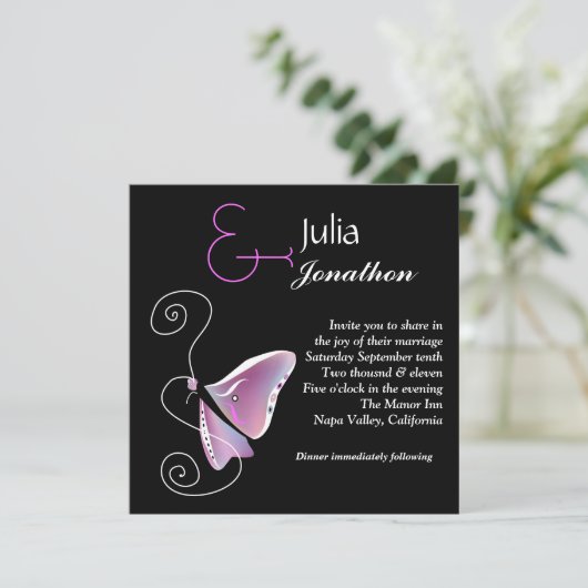 Uitnodiging tot hedendaagse Butterfly Weddenschapp (Staand voorkant)