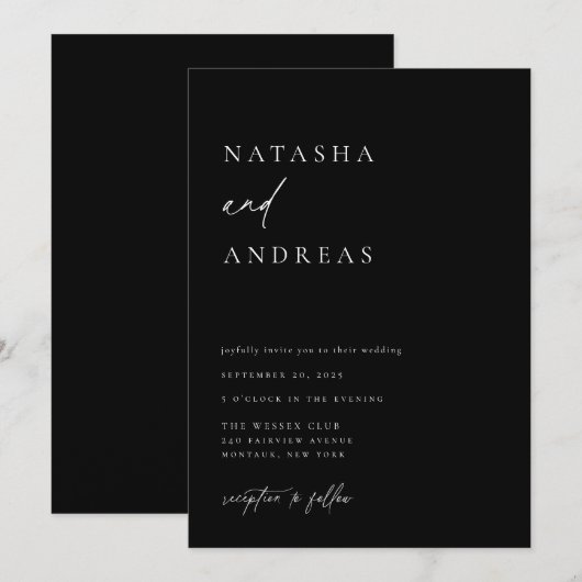 Uitnodiging tot hedendaagse chic Wedding (Voorkant / Achterkant)