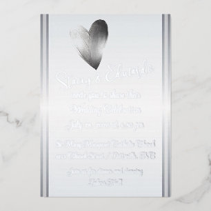 Uitnodiging tot hedendaagse heart Silver Foil Wedd