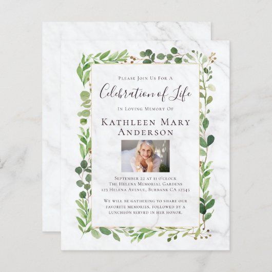 Uitnodiging tot herdenking van de Eucalyptus (Voorkant / Achterkant)