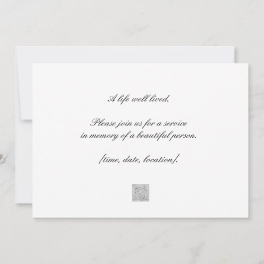 Uitnodiging tot herdenking van de levensdenkdienst (Achterkant)