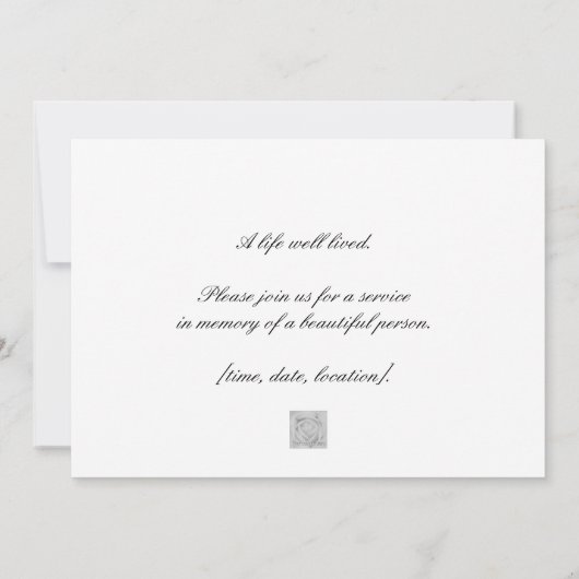 Uitnodiging tot herdenking van de levensdenkdienst (Achterkant)