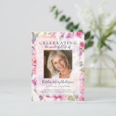 Uitnodiging tot herdenking van de roze Floral (Staand voorkant)