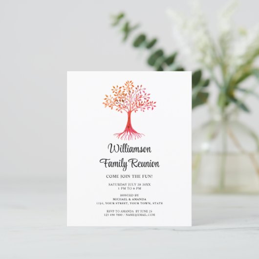 Uitnodiging tot hereniging budgettair reustige fam (Staand voorkant)