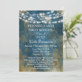 Uitnodiging tot hereniging met blauw goudlicht op  (Staand voorkant)