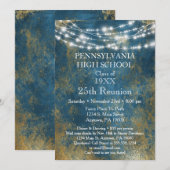 Uitnodiging tot hereniging met blauw goudlicht op  (Voorkant / Achterkant)