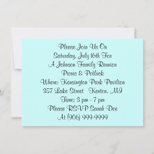 Uitnodiging tot hereniging van de familie Picnic (Achterkant)