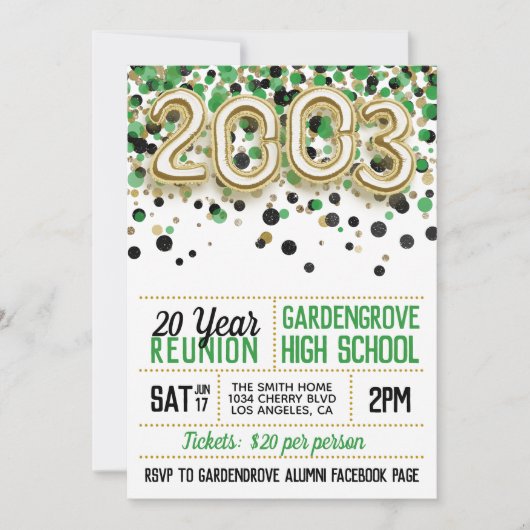 Uitnodiging tot hereniging van de middelbare schoo (Voorkant)