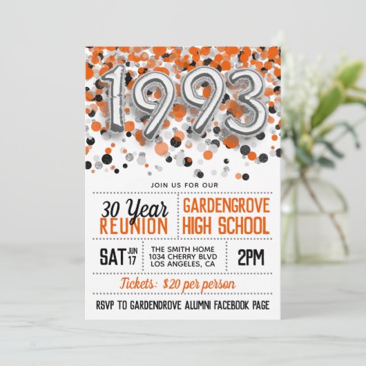 Uitnodiging tot hereniging van de middelbare schoo (Staand voorkant)