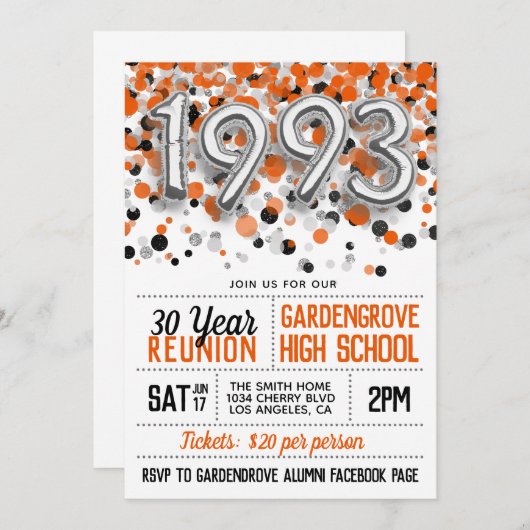 Uitnodiging tot hereniging van de middelbare schoo (Voorkant / Achterkant)