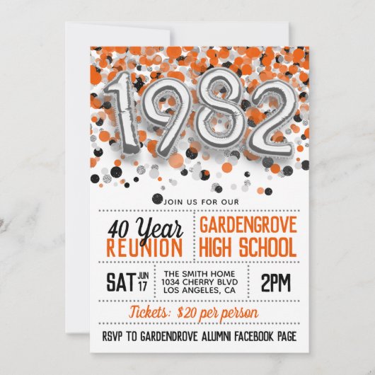 Uitnodiging tot hereniging van de middelbare schoo (Voorkant)