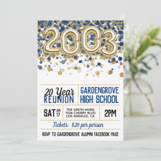 Uitnodiging tot hereniging van de middelbare schoo (Staand voorkant)