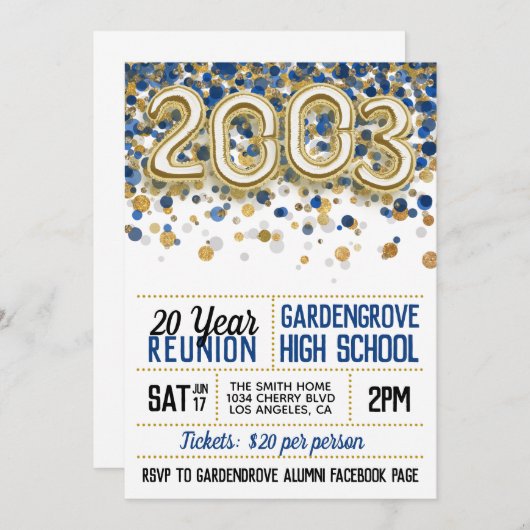 Uitnodiging tot hereniging van de middelbare schoo (Voorkant / Achterkant)