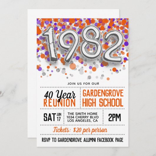 Uitnodiging tot hereniging van de middelbare schoo (Voorkant / Achterkant)