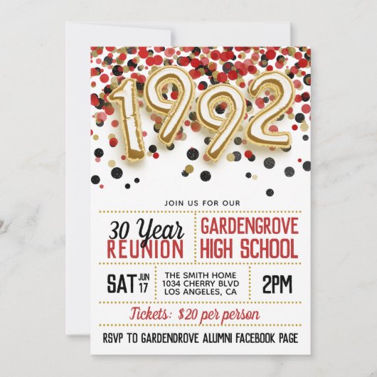 Uitnodiging tot hereniging van de middelbare schoo (Voorkant)