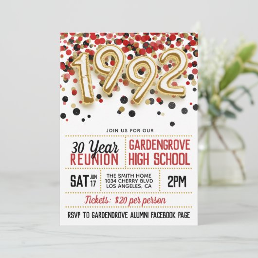 Uitnodiging tot hereniging van de middelbare schoo (Staand voorkant)