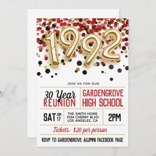 Uitnodiging tot hereniging van de middelbare schoo (Voorkant / Achterkant)