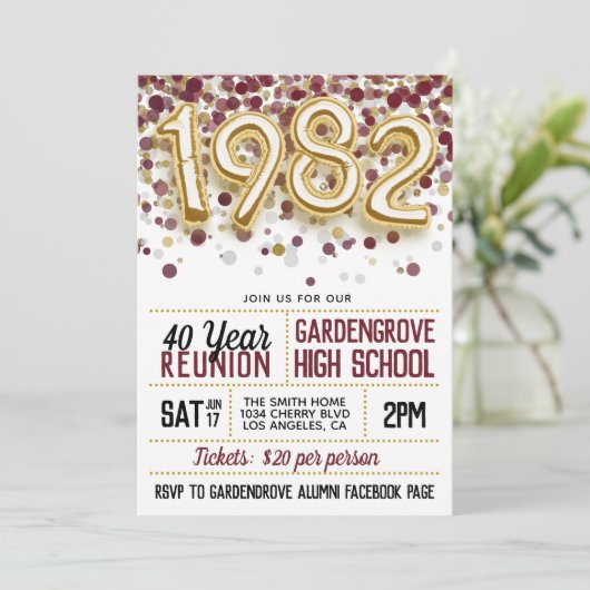 Uitnodiging tot hereniging van de middelbare schoo (Staand voorkant)