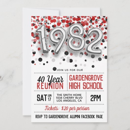 Uitnodiging tot hereniging van de middelbare schoo (Voorkant)