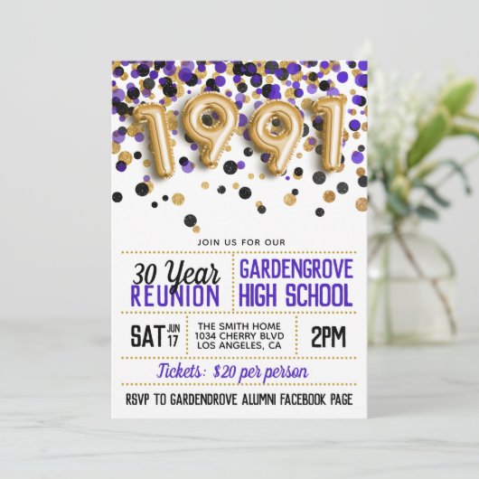 Uitnodiging tot hereniging van de middelbare schoo (Staand voorkant)