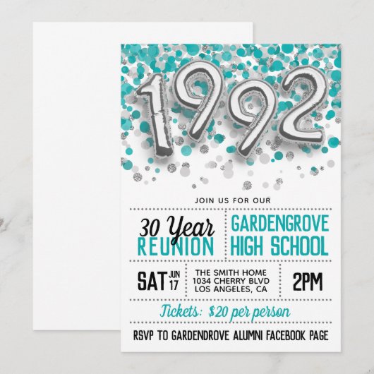 Uitnodiging tot hereniging van de middelbare schoo (Voorkant / Achterkant)