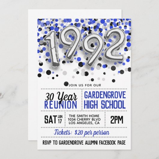 Uitnodiging tot hereniging van de middelbare schoo (Voorkant / Achterkant)