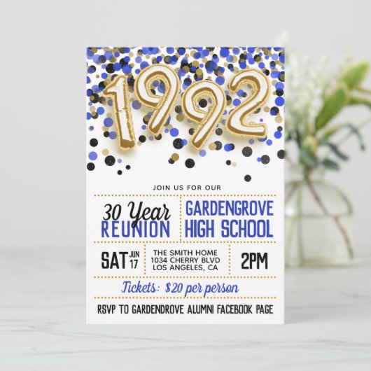 Uitnodiging tot hereniging van de middelbare schoo (Staand voorkant)