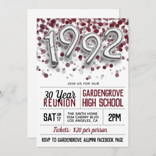 Uitnodiging tot hereniging van de middelbare schoo (Voorkant / Achterkant)