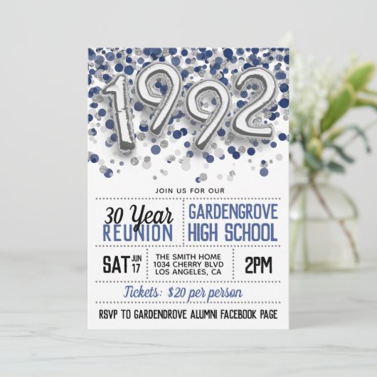 Uitnodiging tot hereniging van de middelbare schoo (Staand voorkant)