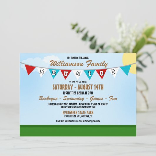 Uitnodiging tot hereniging van de zomerfamilie (Staand voorkant)