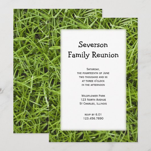 Uitnodiging tot hereniging van groene grass Family (Voorkant / Achterkant)