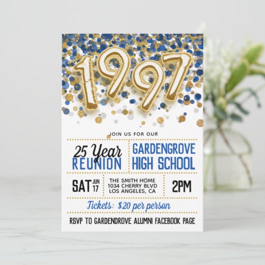 Uitnodiging tot hereniging van het High School Col (Staand voorkant)