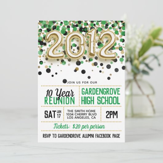 Uitnodiging tot hereniging van het High School Col (Staand voorkant)